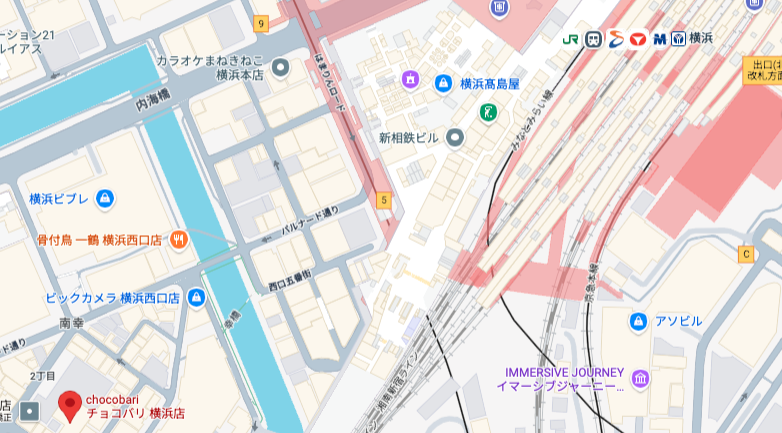 横浜店の地図：JR横浜駅 徒歩4分